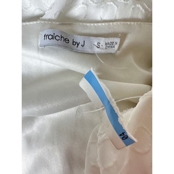 Fraiche by J Dress Swiss Dot Puff Short Sleeve Faux Wrap Mini White Small - Picture 7 of 10